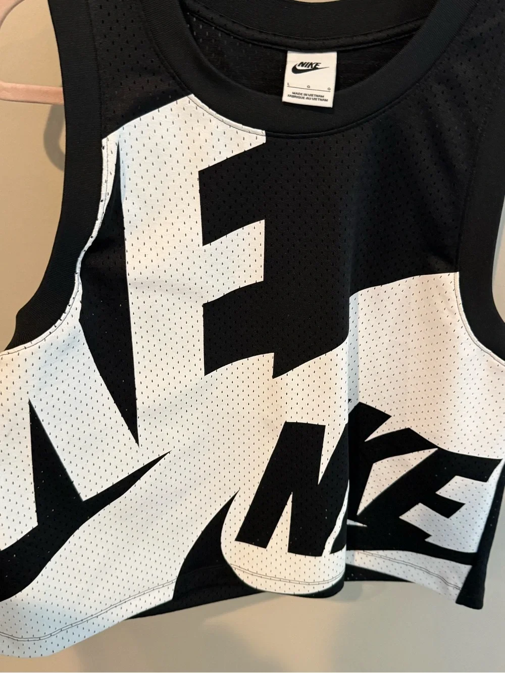 Nike Black & White Oversized Logo Mesh Tank